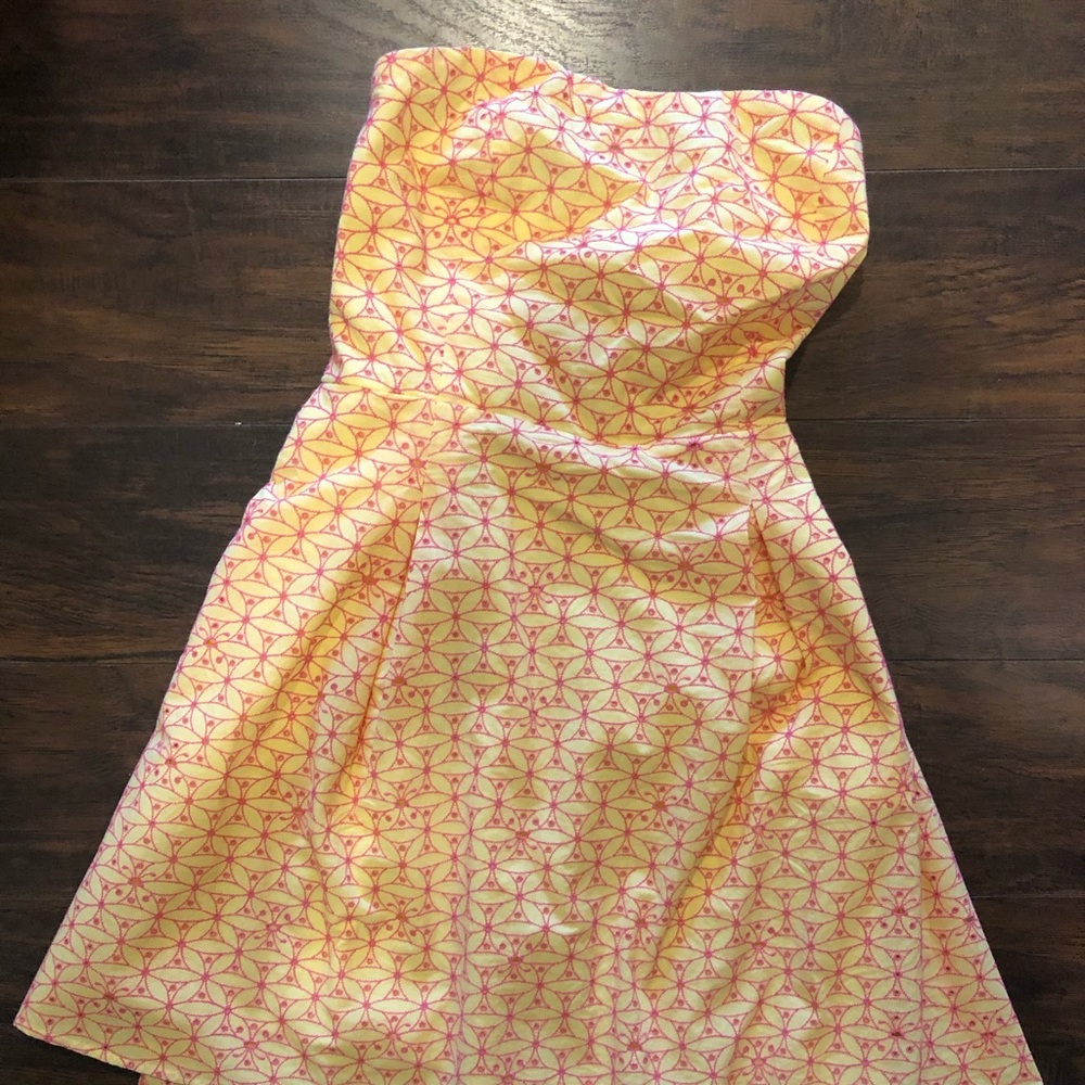 Lilly Pulitzer Yellow and pink strapless dress